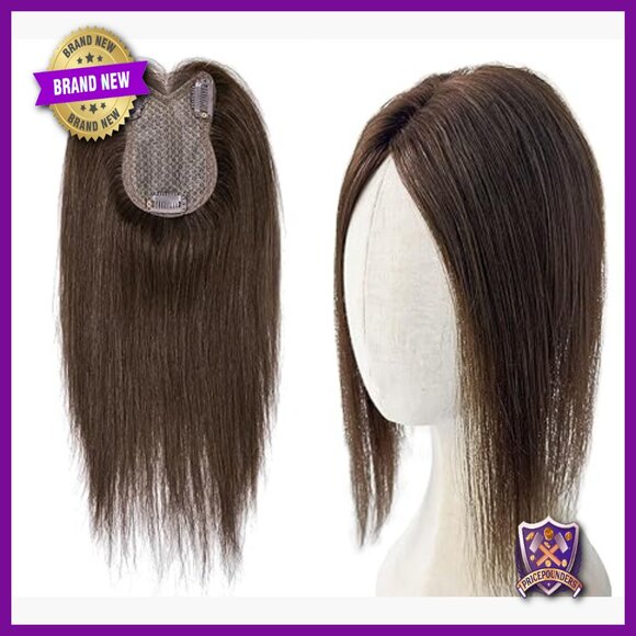 12 Inch Human Hair Topper 35g 120% Density Breathable Base 3 BB Clips main image 5